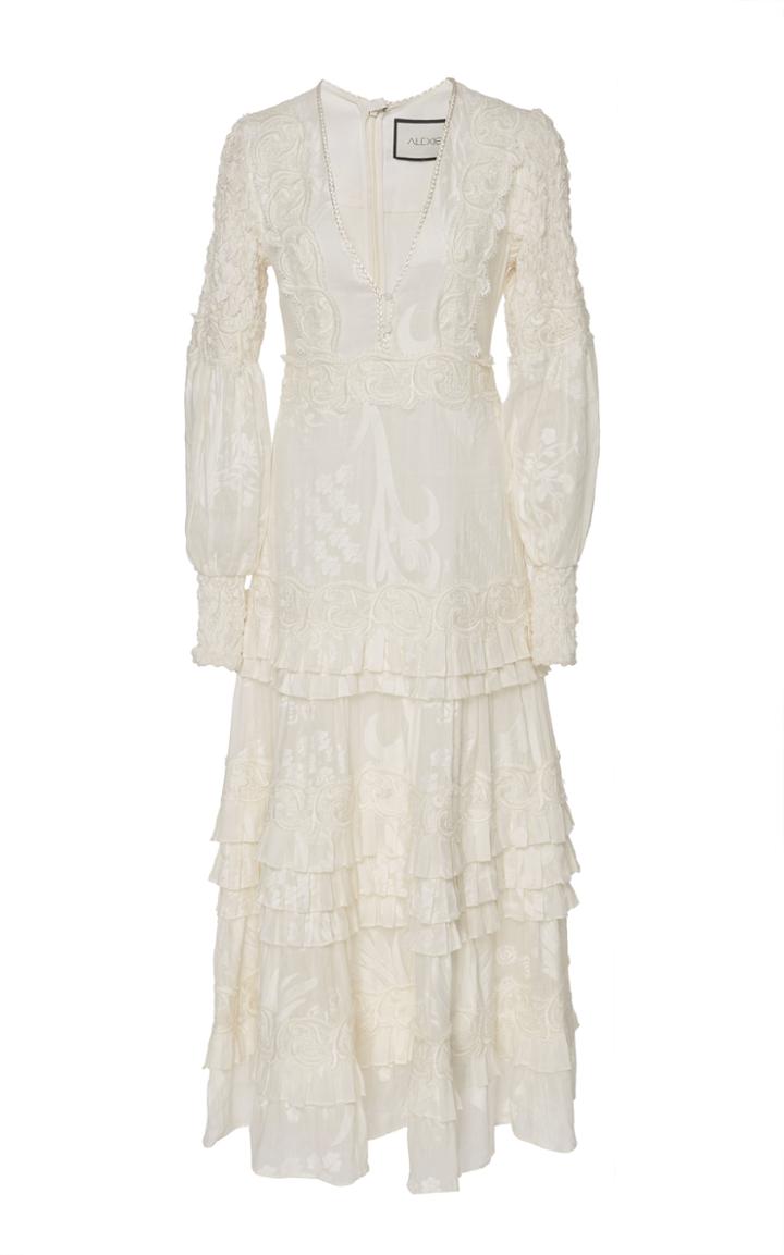 Alexis Gallinda Tiered Linen And Silk Blend Midi Dress