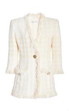 Oscar De La Renta Fringed Cotton-blend Tweed Blazer