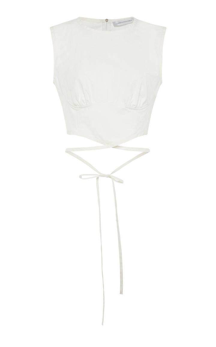 Christopher Esber Wrap-effect Cotton-blend Cropped Top