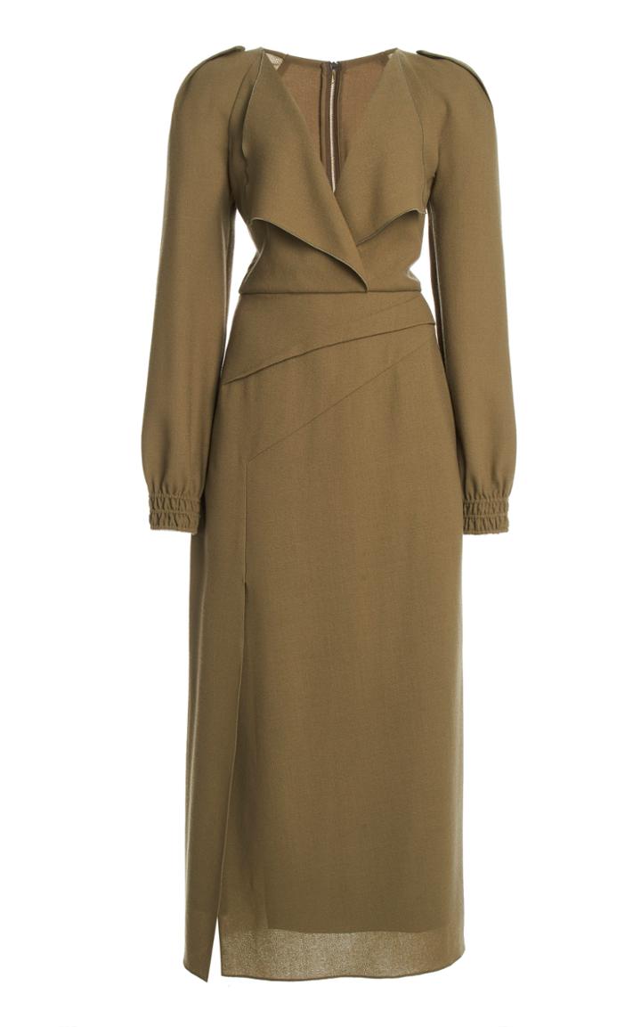 Moda Operandi Roland Mouret Kenly Wrap-detailed Wool Dress