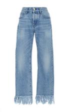 3x1 Wm3 Straight Cropped Mid Rise Fringed Jeans