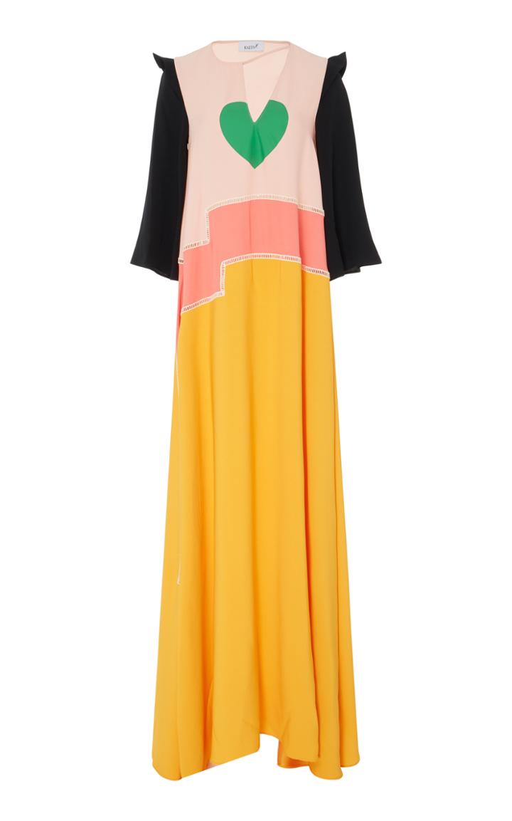 Kalyah Maxi Green Heart Crepe Dress