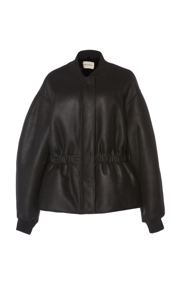 Alexandre Vauthier Peplum Leather Bomber Jacket