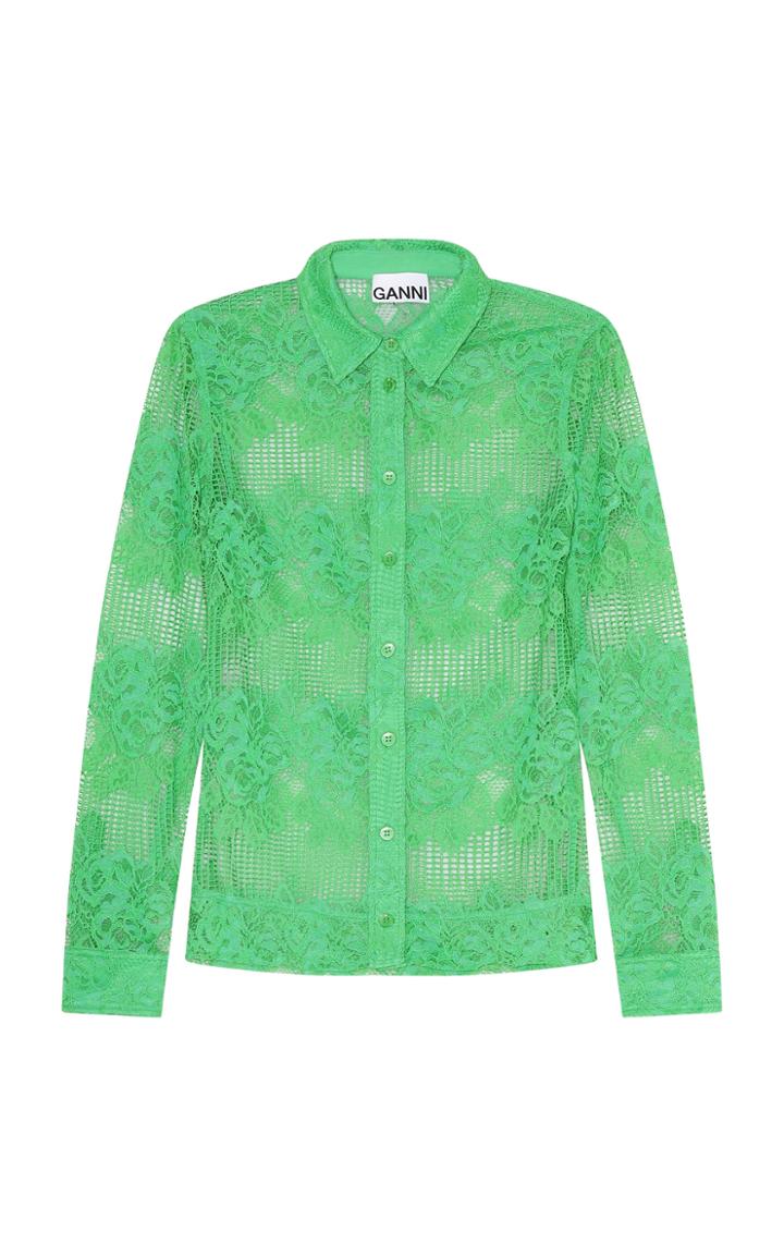 Moda Operandi Ganni Lace Long Sleeve Shirt