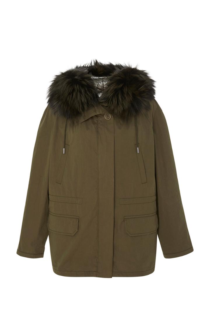 Yves Salomon Paris Lamb Fur-lined Cotton-bachette Parka