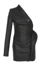 Brandon Maxwell Leather One Sleeve Mini Dress