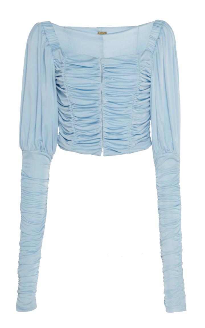 Cult Gaia Azra Cropped Satin-jersey Top