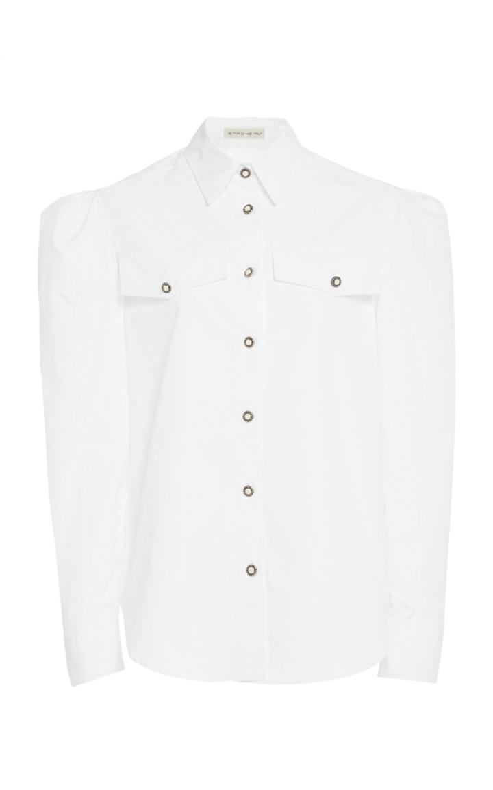 Etro Embellished Cotton-poplin Blouse