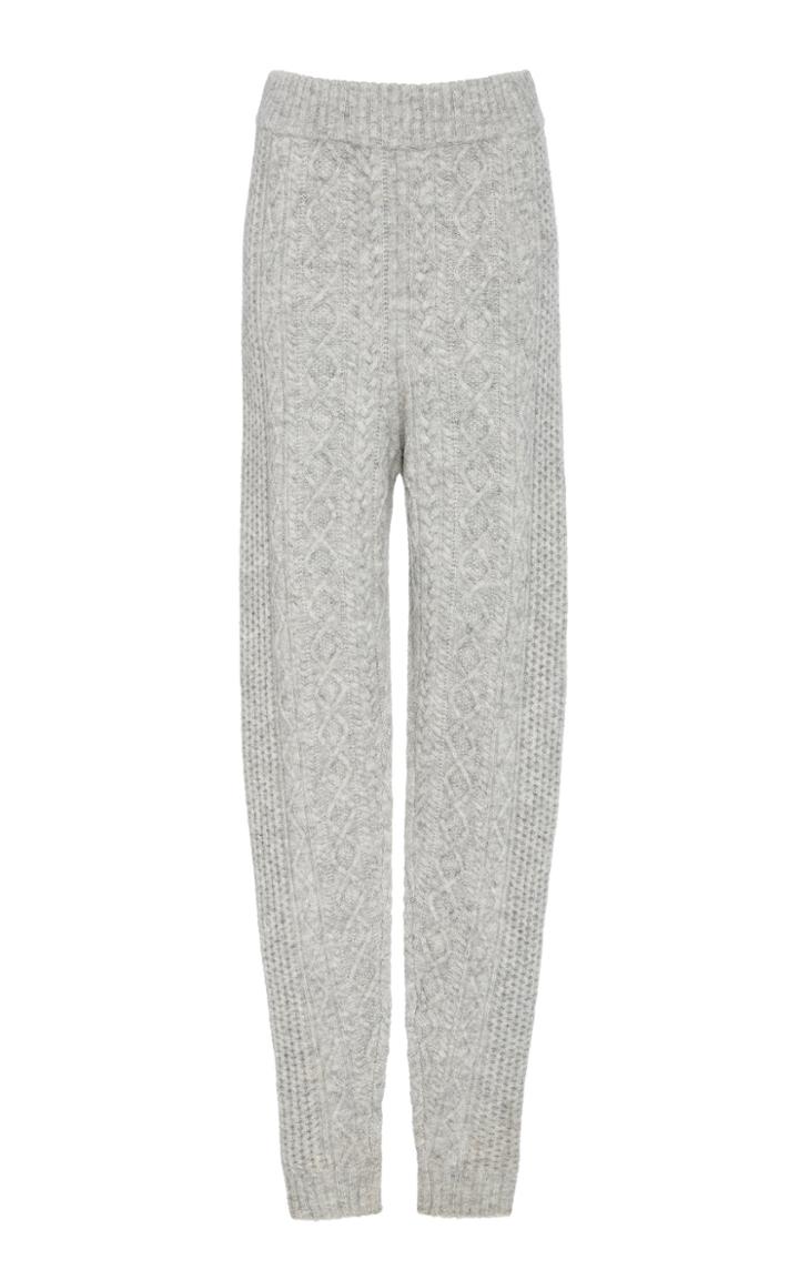Sally Lapointe Cable-knit Wool-blend Slim-leg Pants