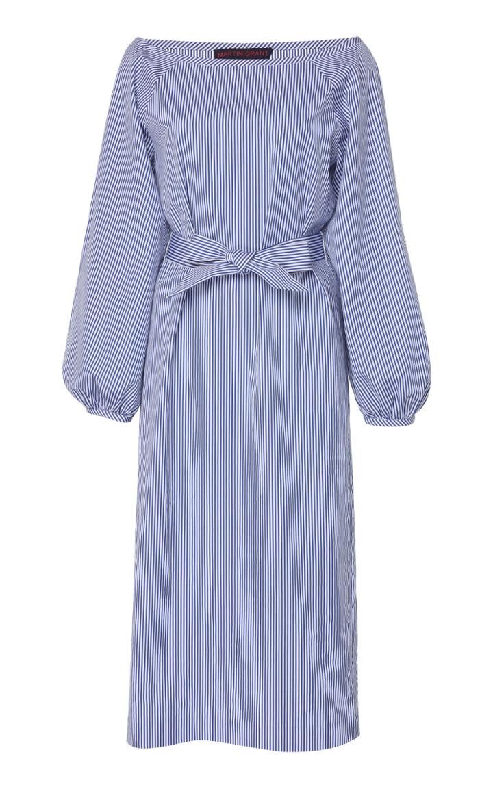 Martin Grant Cotton Striped Balloon-sleeve Dress