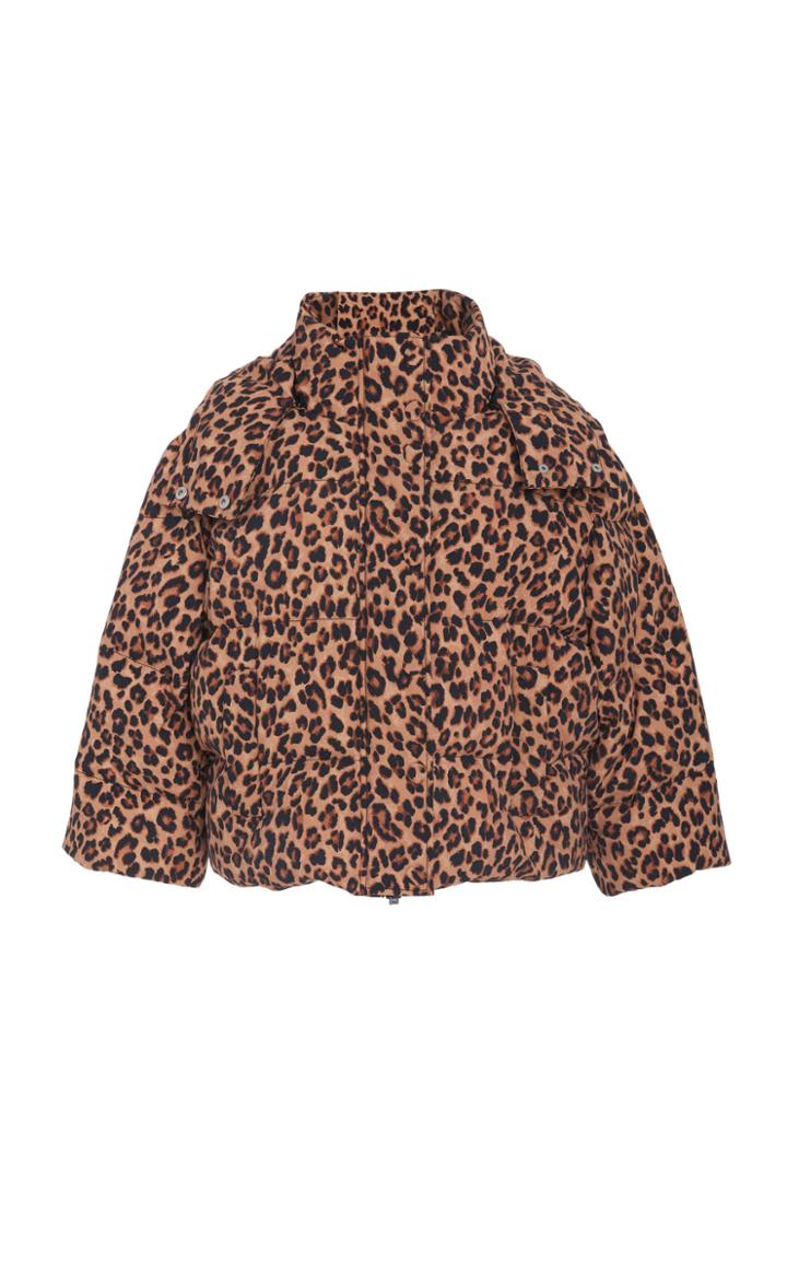 Veronica Beard Casper Leopard-print Cropped Puffer Jacket
