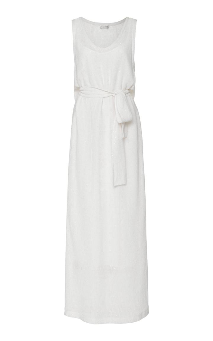 Brunello Cucinelli Linen Silk Pailette Maxi Dress