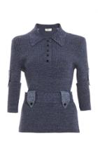 Moda Operandi Victoria Beckham Collared Cotton-blend Polo Top