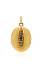 Moda Operandi Stephanie Windsor 15k Yellow Gold Victorian Emerald Oval Locket