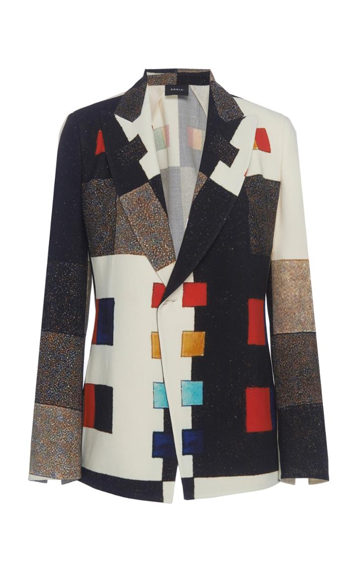 Akris Printed Wool-blend Crepe Blazer