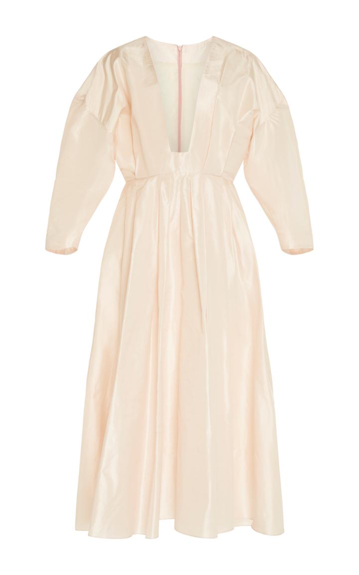 Tata Naka Square Shoulder Midi Dress