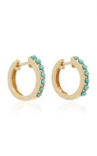 Sydney Evan Small Prong Huggy Hoops With Turquoise
