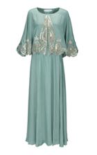 Bthaina Cape Cut Velvet Embroidered Caftan