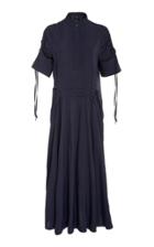 Cdric Charlier Pleated Tie-detailed Poplin Dress