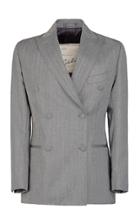 Giuliva Heritage Collection Cornelia Double Breasted Wool Herringbone Suit Blazer