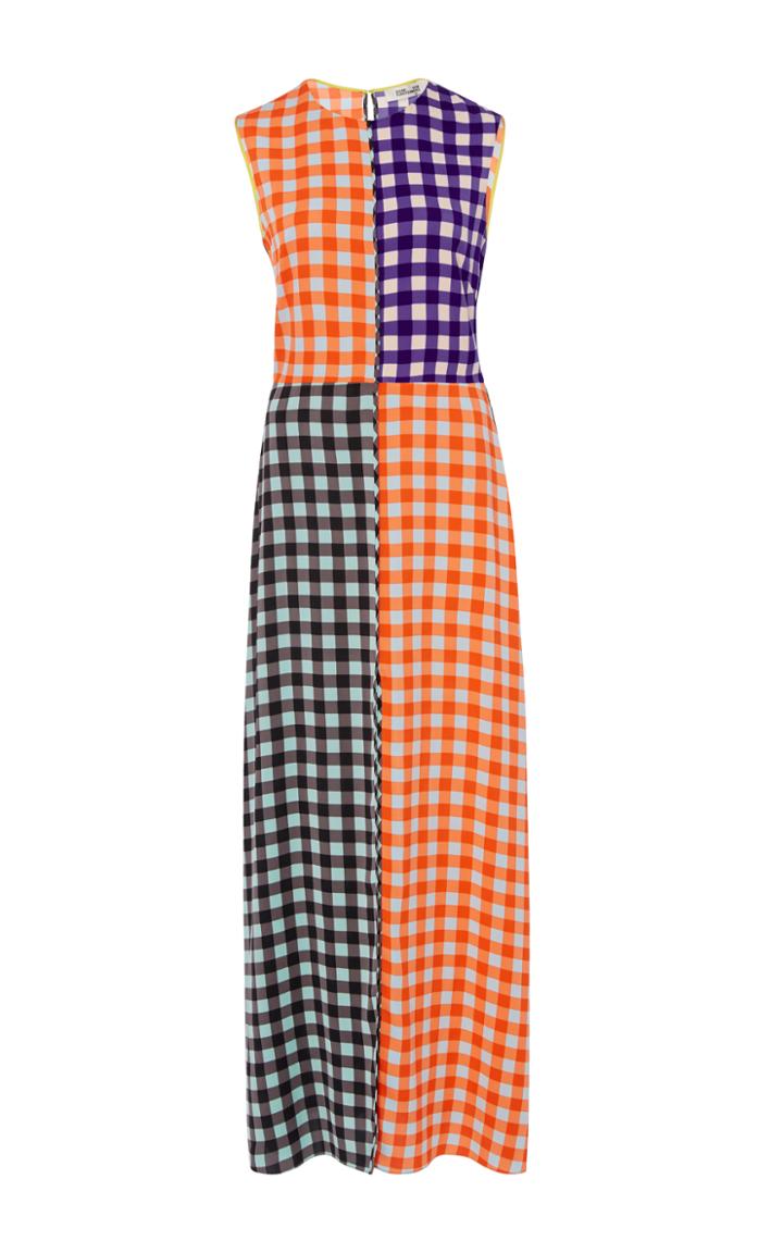 Diane Von Furstenberg Sleeveless High Neck Check Dress
