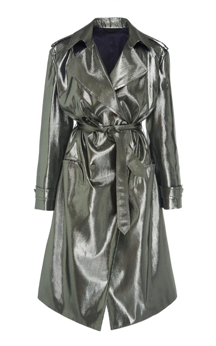 Blaz Milano Jalil Metallic Lam Trench Coat