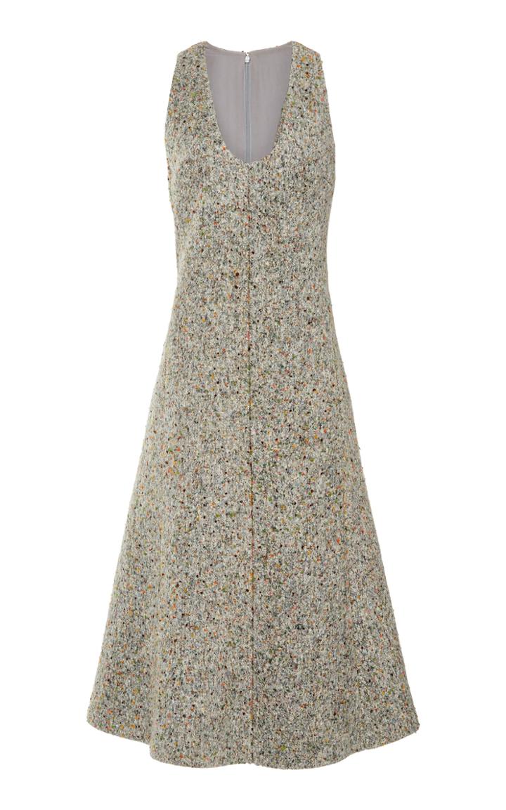 Marina Moscone Fit & Flare Wool-blend Midi Dress