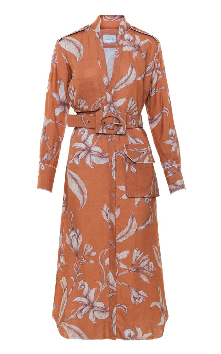 Moda Operandi Johanna Ortiz Vanilla Flair Belted Linen Shirt Dress