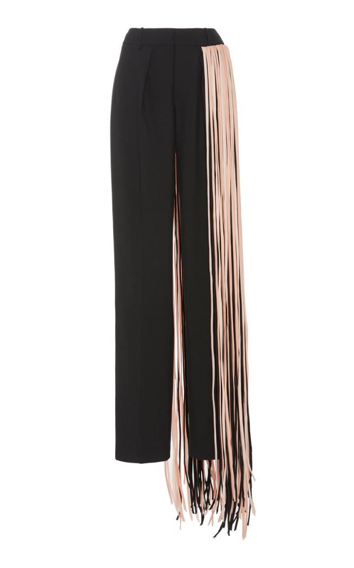 Moda Operandi Area Fringe Embellished Straight Leg Trousers Size: 0