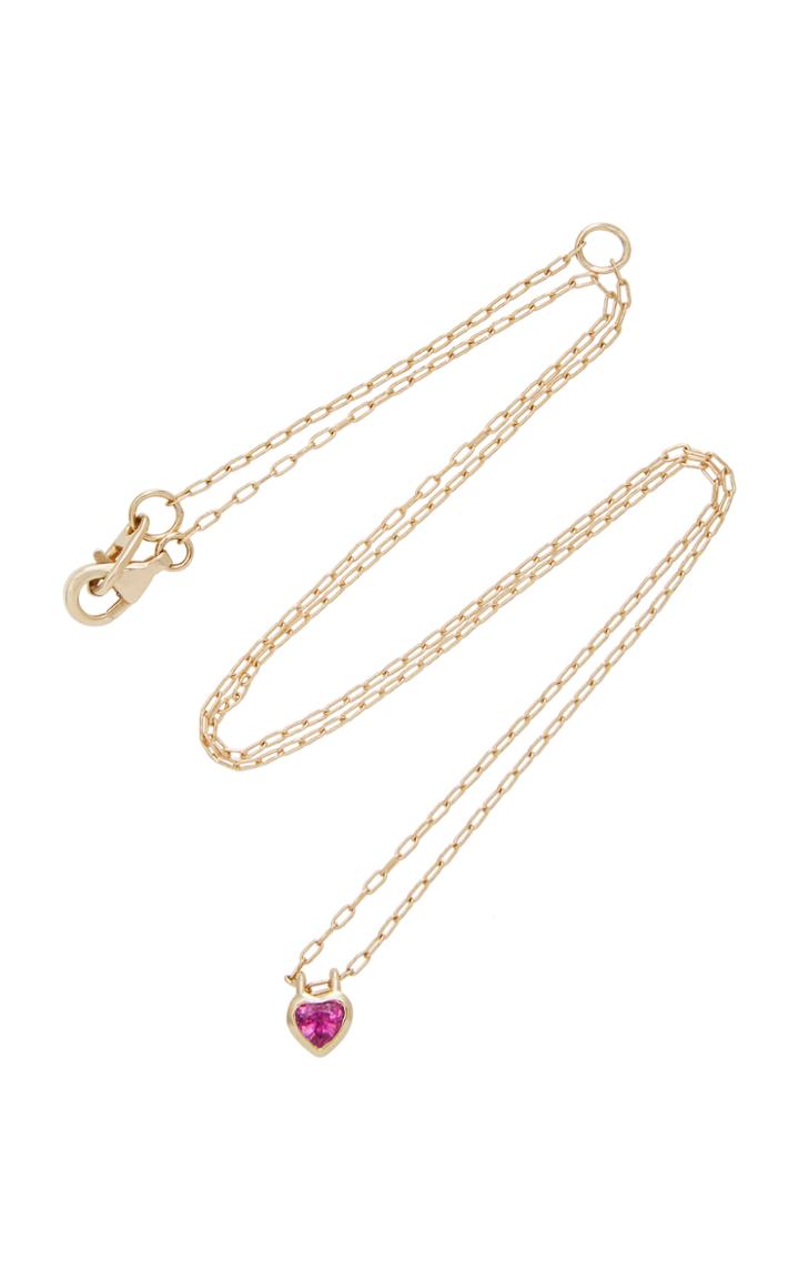 Jane Taylor 14k Gold Bezel Small Sapphire Heart Necklace