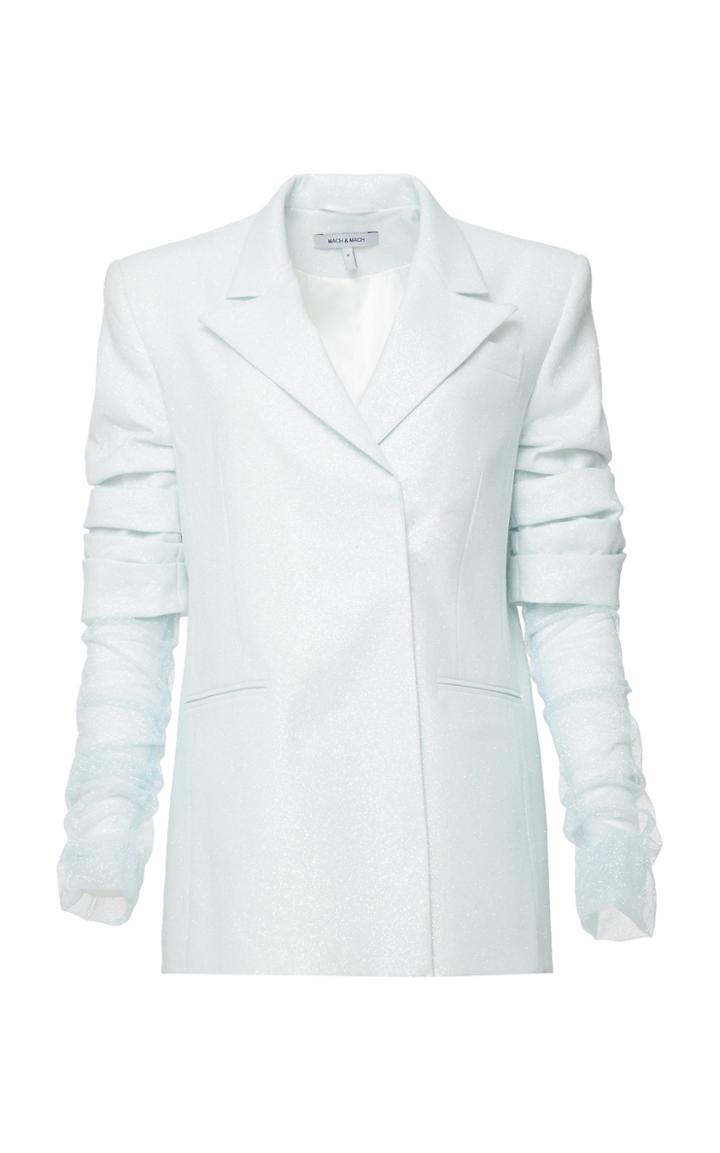 Mach & Mach Metallic Blazer Dress With Crystallized Sheer Sleeves