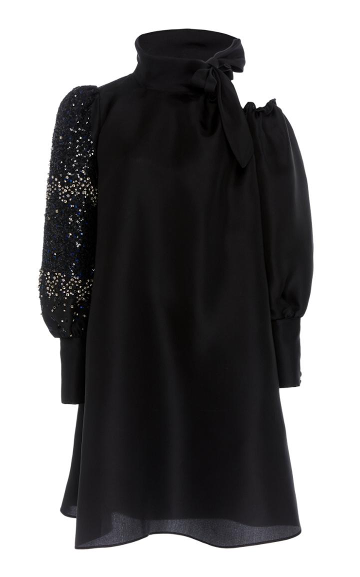 Dice Kayek Silk Cold Shoulder Mini Dress