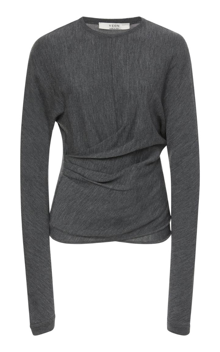 Yeon Atlanta Gathered Cotton-blend Top