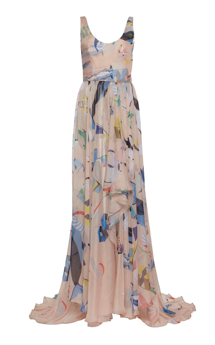 Sandra Mansour Doux Vent Printed Crepe Dress