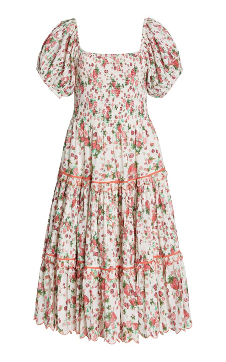 Moda Operandi Loveshackfancy Masie Smocked Cotton-blend Dress