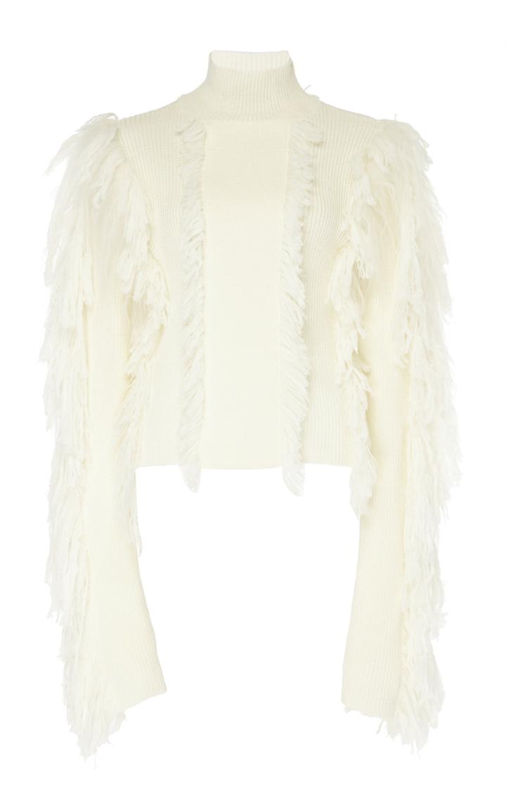 David Koma Fringe Chunky Knit Sweater