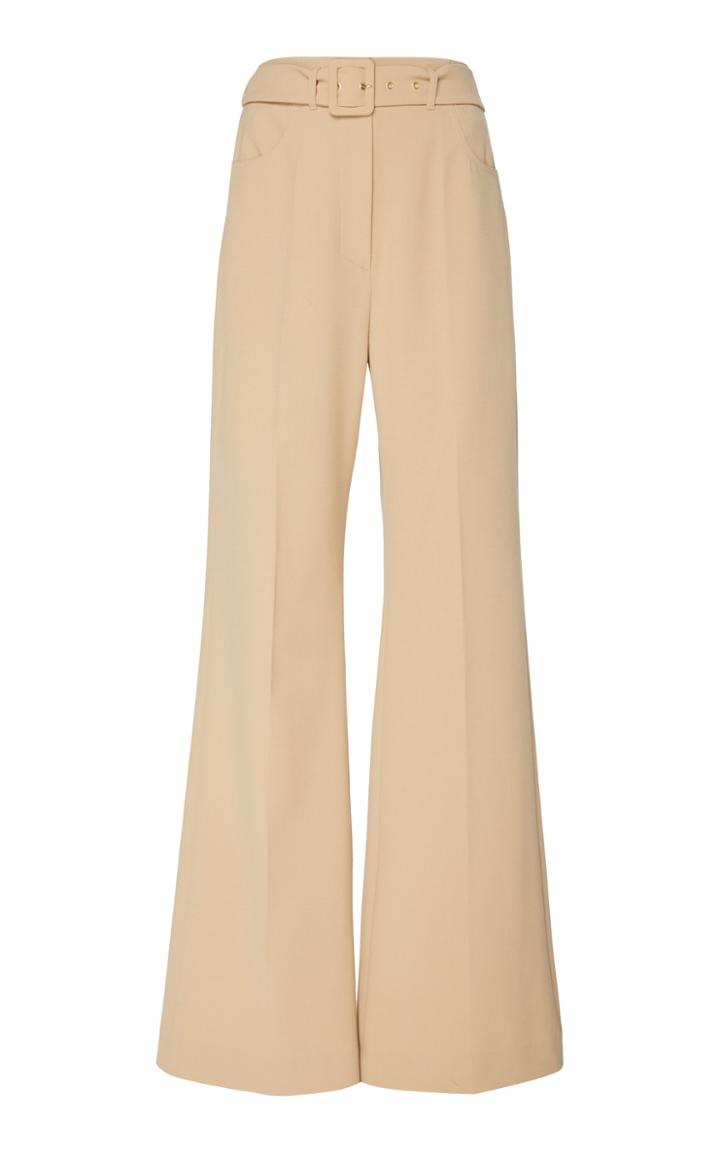 Nanushka Clara Belted Crepe Flare-leg Pants