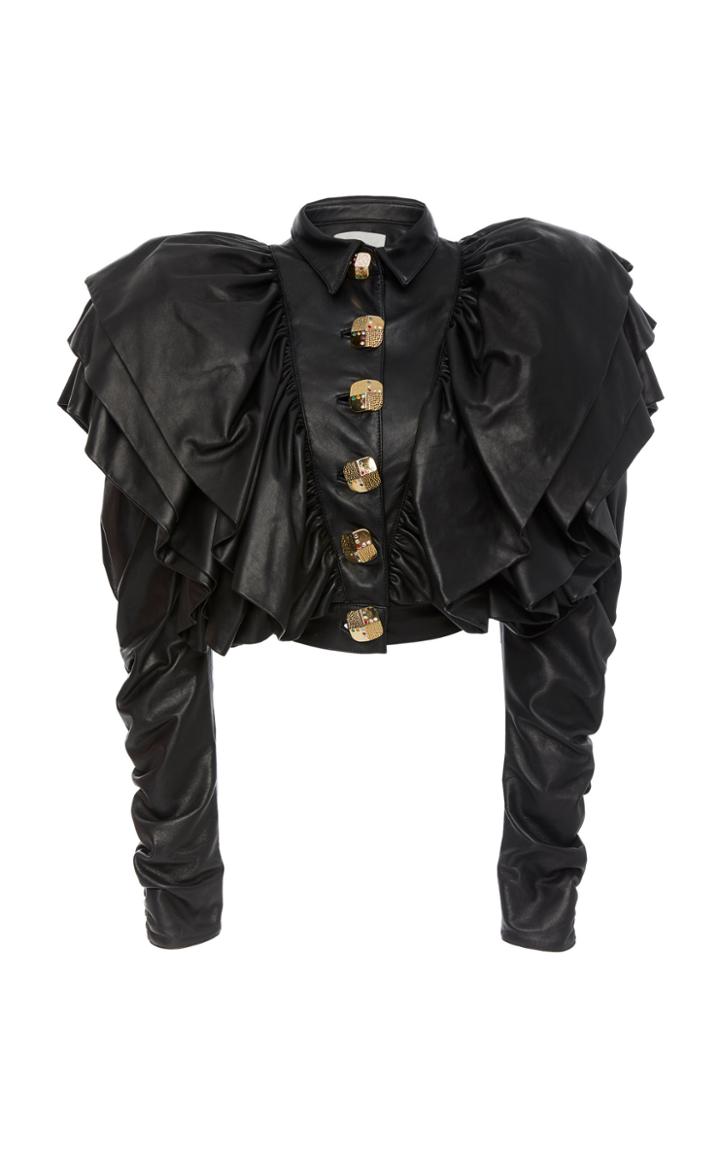Rodarte Ruffled Leather Jacket