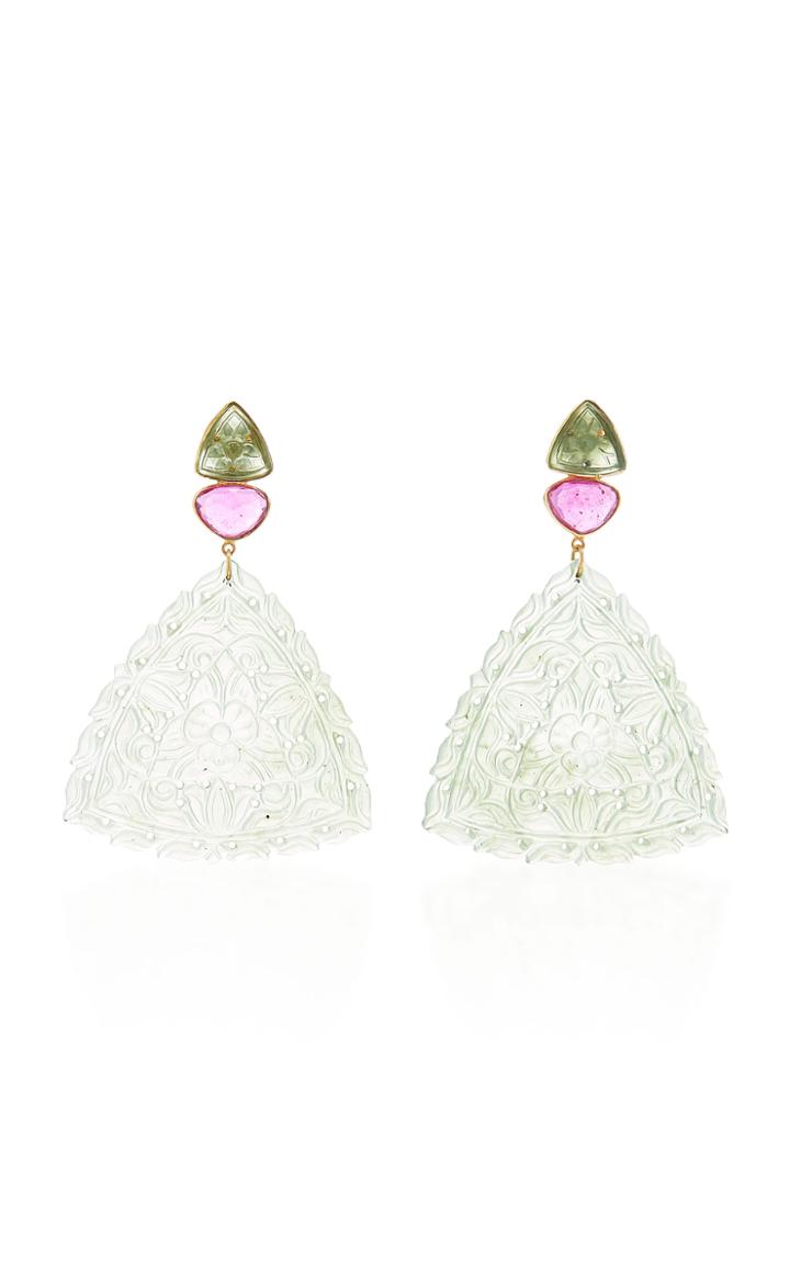 Bahina One-of-a-kind Carved Serpentine Earrings
