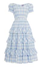 Moda Operandi Thierry Colson Visconti Tiered Checked Midi Dres Size: Xs