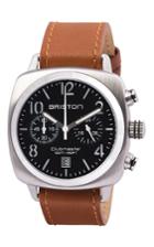 Briston Clubmaster Classic Stainless Steel Hour Minute Seconds Watch With Calfskin Leather Strap