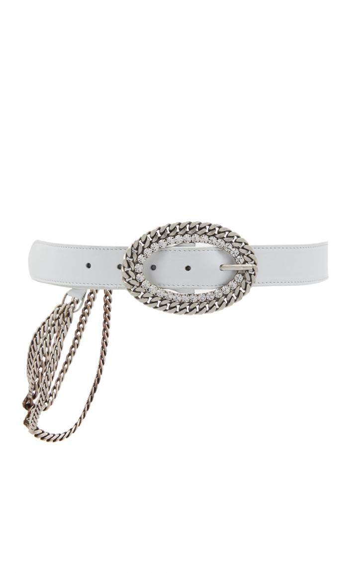 Moda Operandi Alessandra Rich Crystal Chain Buckle Leather Belt