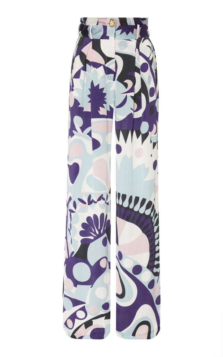 Cin Cin Printed Silk Wide-leg Pants