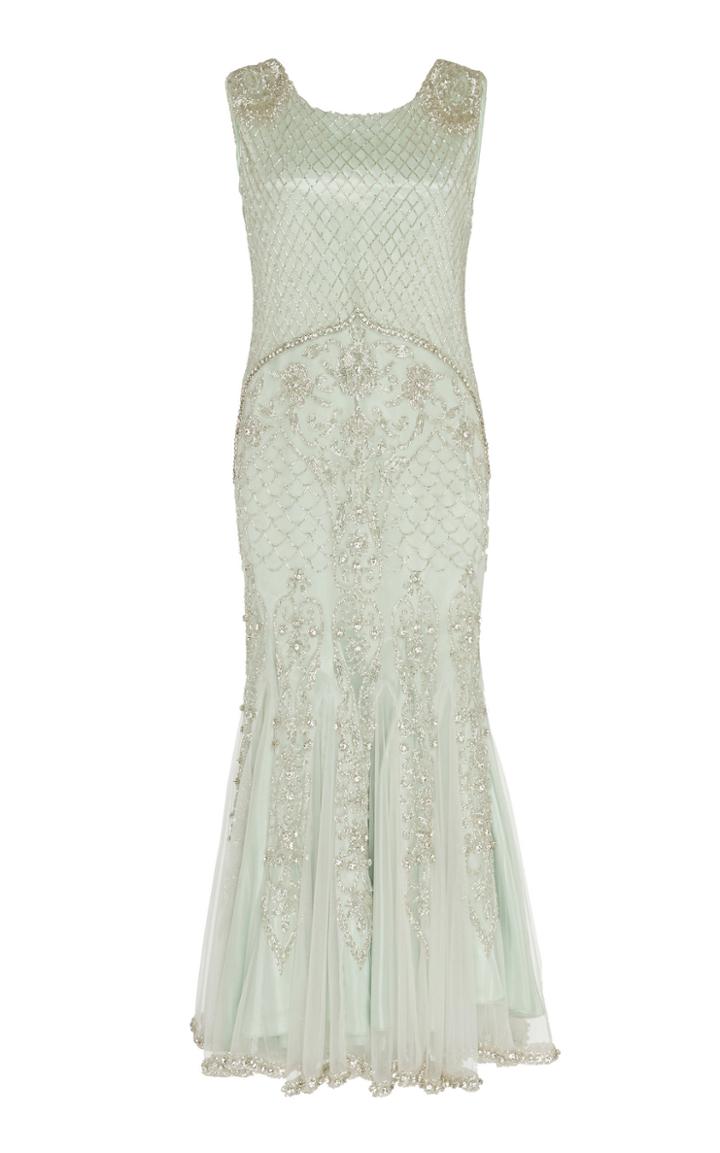 Richard Quinn Beaded Satin Godet Dress