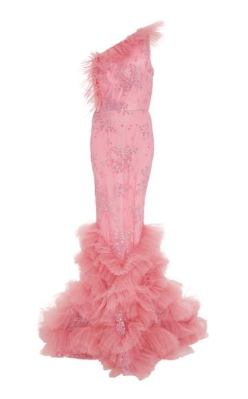Christian Siriano Cherry Blossom One Shoulder Gown