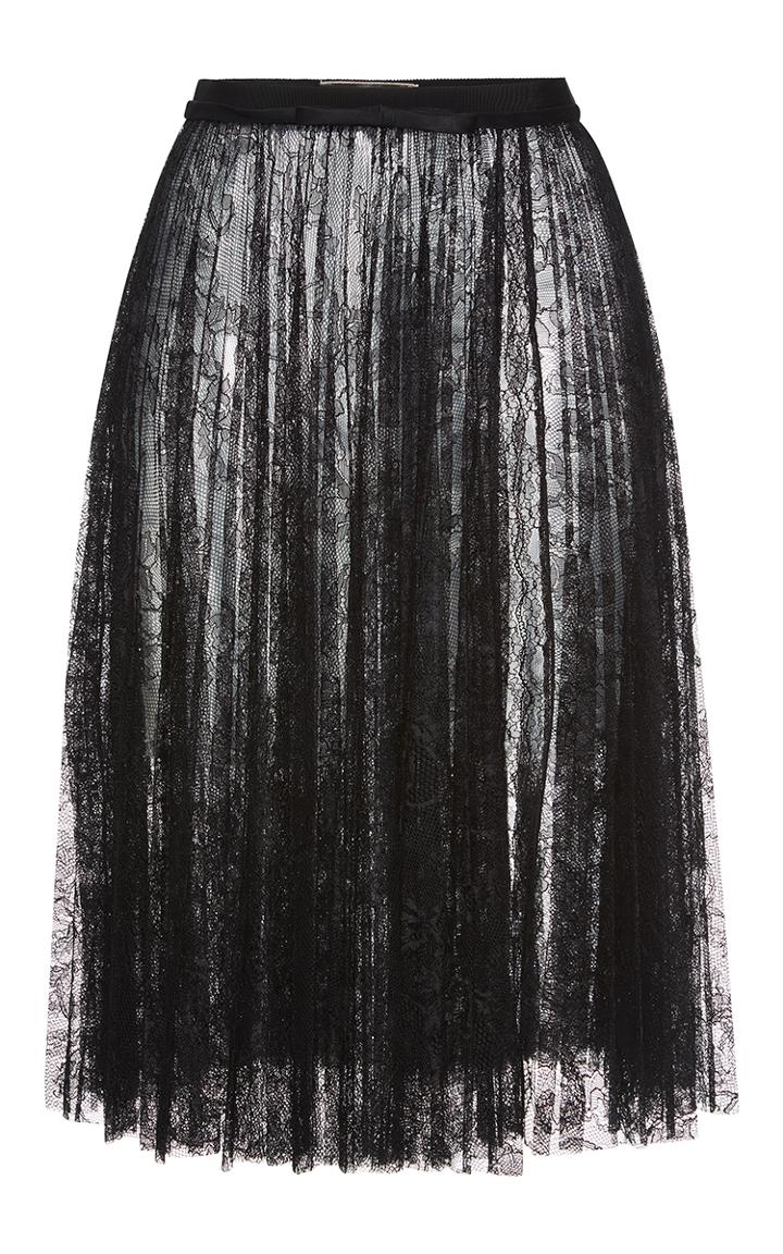 Giambattista Valli High Waist Pleated Lace Skirt