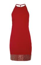 Adam Selman Embellish-trimmed Halter Mini Dress