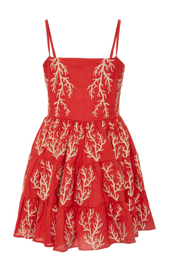 Moda Operandi Agua By Agua Bendita Arrecife Lima Embroidered Linen Mini Dress