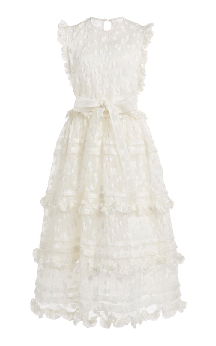 Moda Operandi Cecilie Bahnsen Eileen Floral-embellished Ruffled Organza Midi Dress