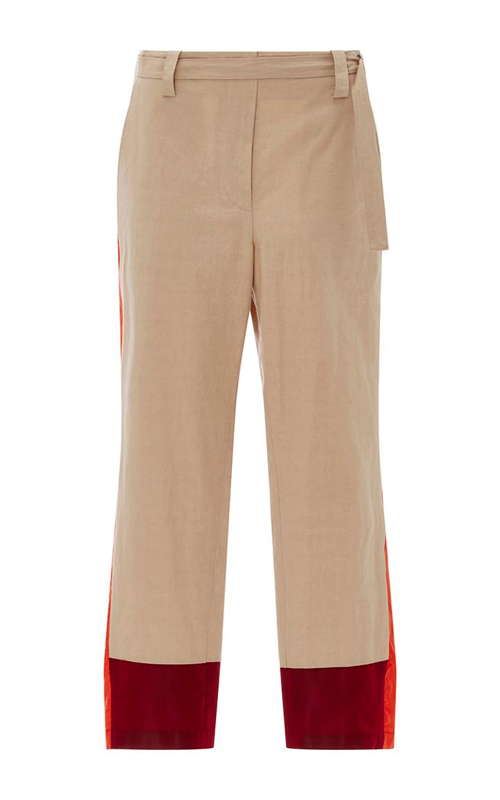 Tome Beige Combed Cotton Colorblock Skinny Pant
